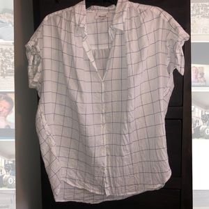Madewell White and Blue Button Down Shirt